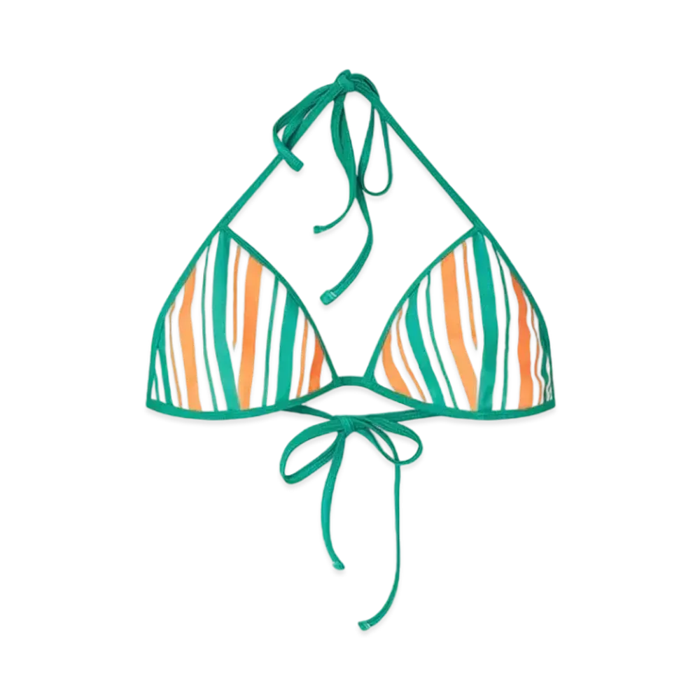 Casablanca Striped String Bikini Top "Orange, Green And White"