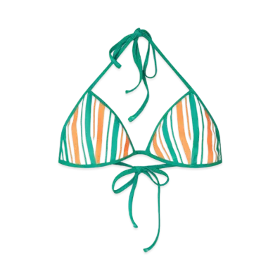 Casablanca Striped String Bikini Top "Orange, Green And White"