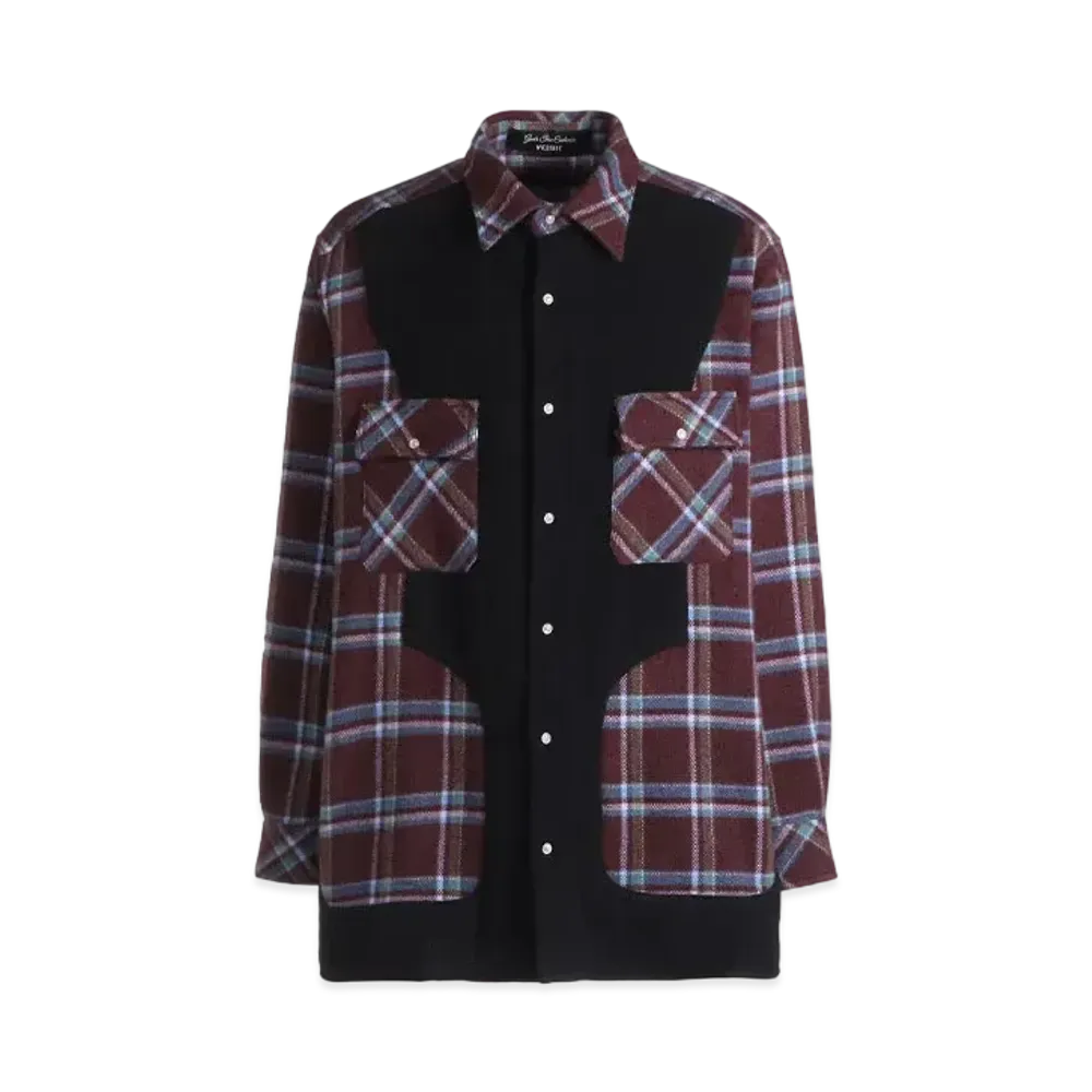 WILDSIDE Yohji Yamamoto x Gods True Cashmere Cashmere Check Shirt "Bordeaux"