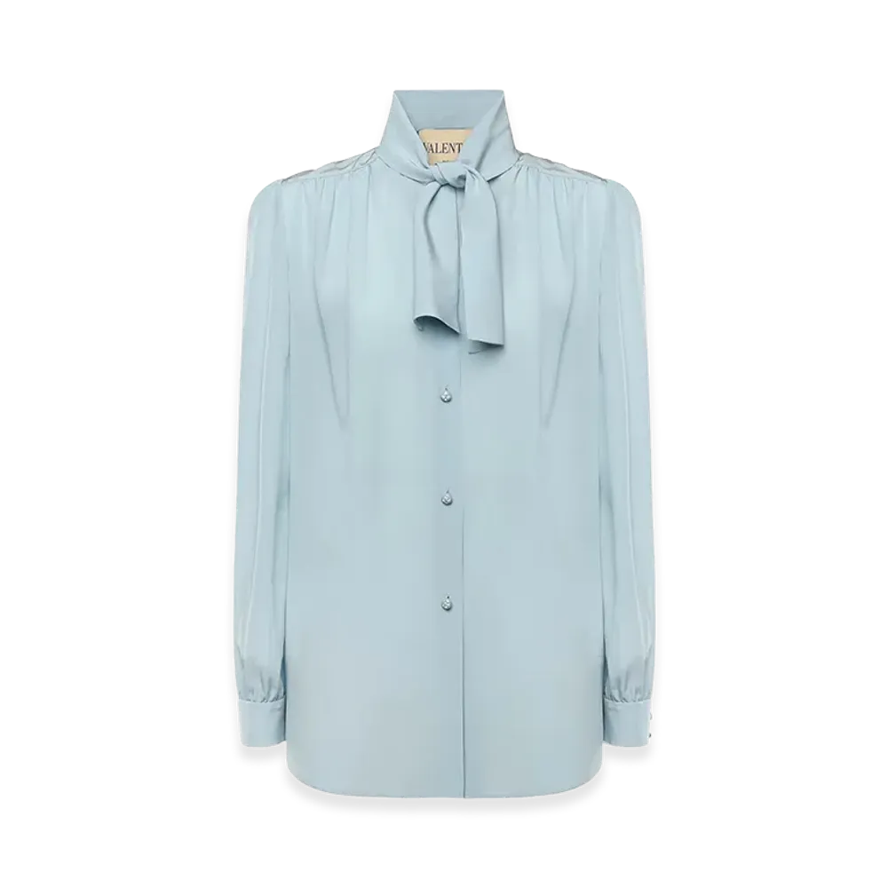 Valentino Women's Crepe De Chine Shirt "Blue"