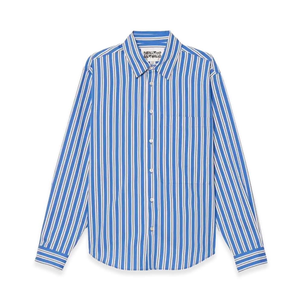ZARA x Bad Bunny Benito Antonio Striped Relaxed Fit Shirt "Blue/Indigo"