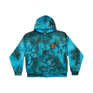 BALENCIAGA Skater Zip Up Hoodie Medium Fit "Blue Sky"