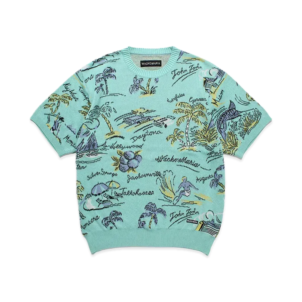 WACKO MARIA Jacquard Knit T-Shirt "Mint"