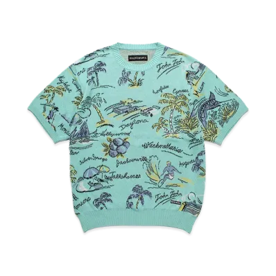 WACKO MARIA Jacquard Knit T-Shirt "Mint"