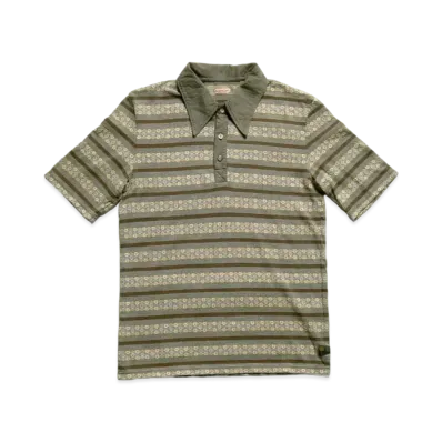 KAPITAL Sunrise Jacquard Border India Daiquiri Polo "Grey Khaki"