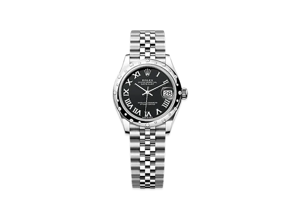 ROLEX Datejust 31mm Oystersteel & White Gold Diamond 278344RBR "Bright Black"