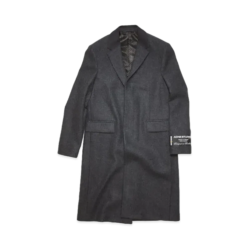 Acne Studios Single-Breasted Wool-Blend Coat "Dark Grey Melange"