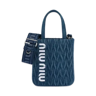 MIU MIU Matelasse Denim Handbag "Blue/White"