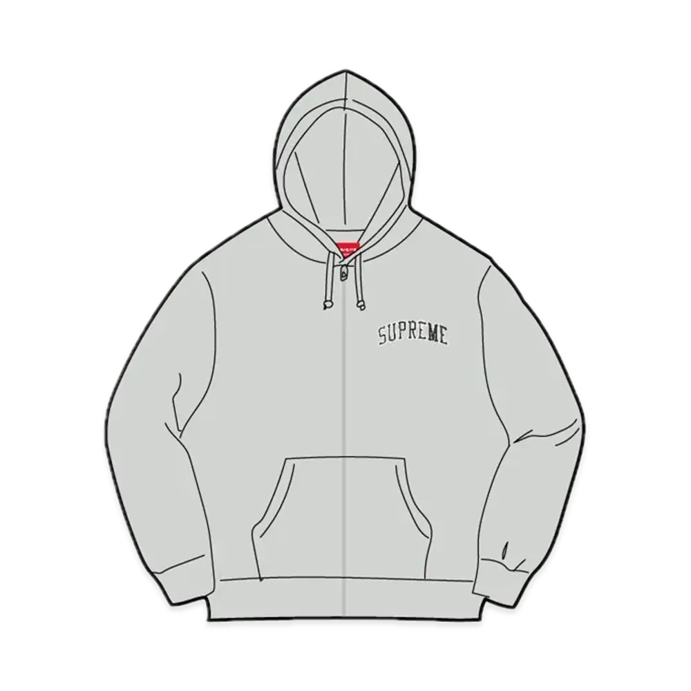Supreme x Mitchell & Ness Doughboy Zip Up Hooded Sweatshirt "Heather Grey"