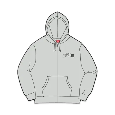 Supreme x Mitchell & Ness Doughboy Zip Up Hooded Sweatshirt "Heather Grey"