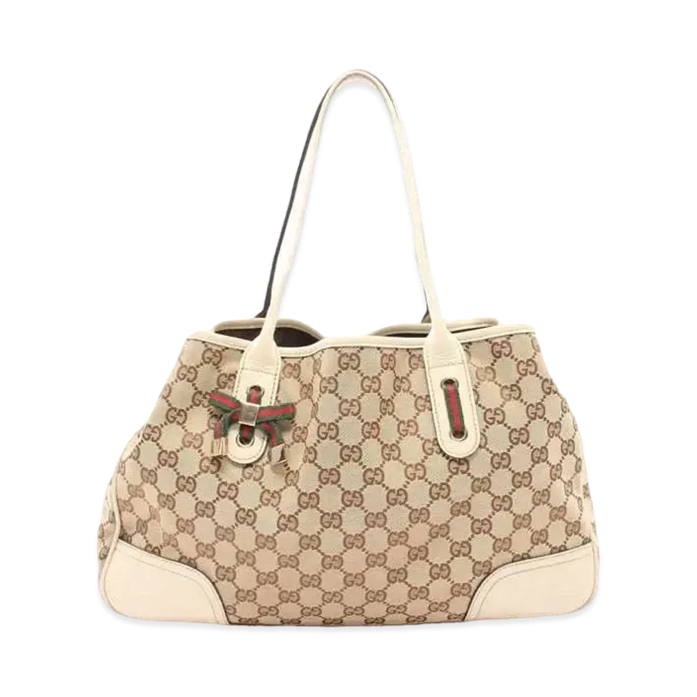 GUCCI GG Canvas Sherry Line Tote "White"