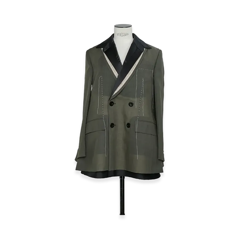 sacai Women's Wool Organza Jacket "Khaki"