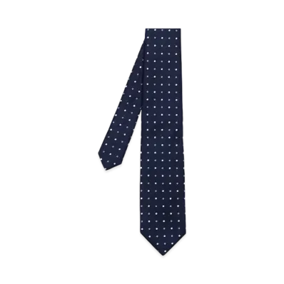 Paul Smith Stripe-On-Dot Tie "Navy"