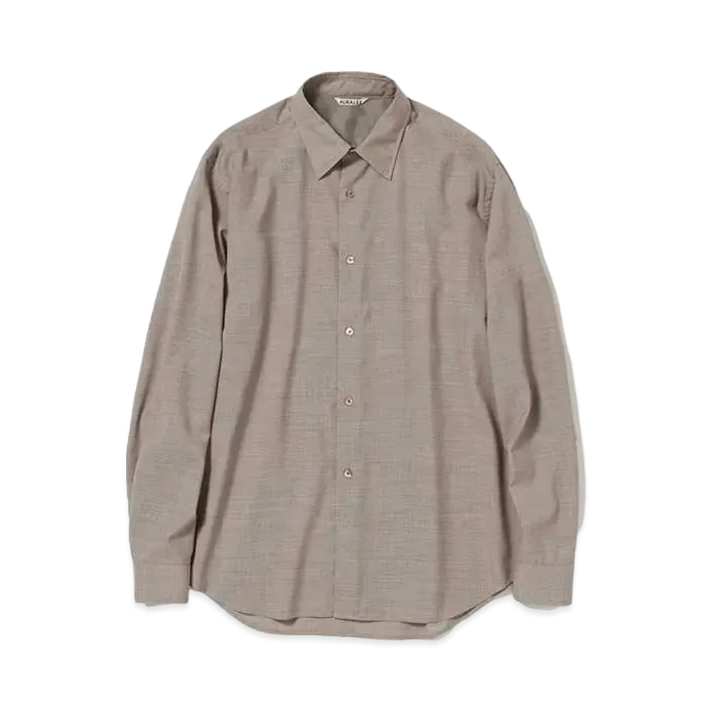AURALEE Super Fine Tropical Wool Shirt "Top Grey Beige"