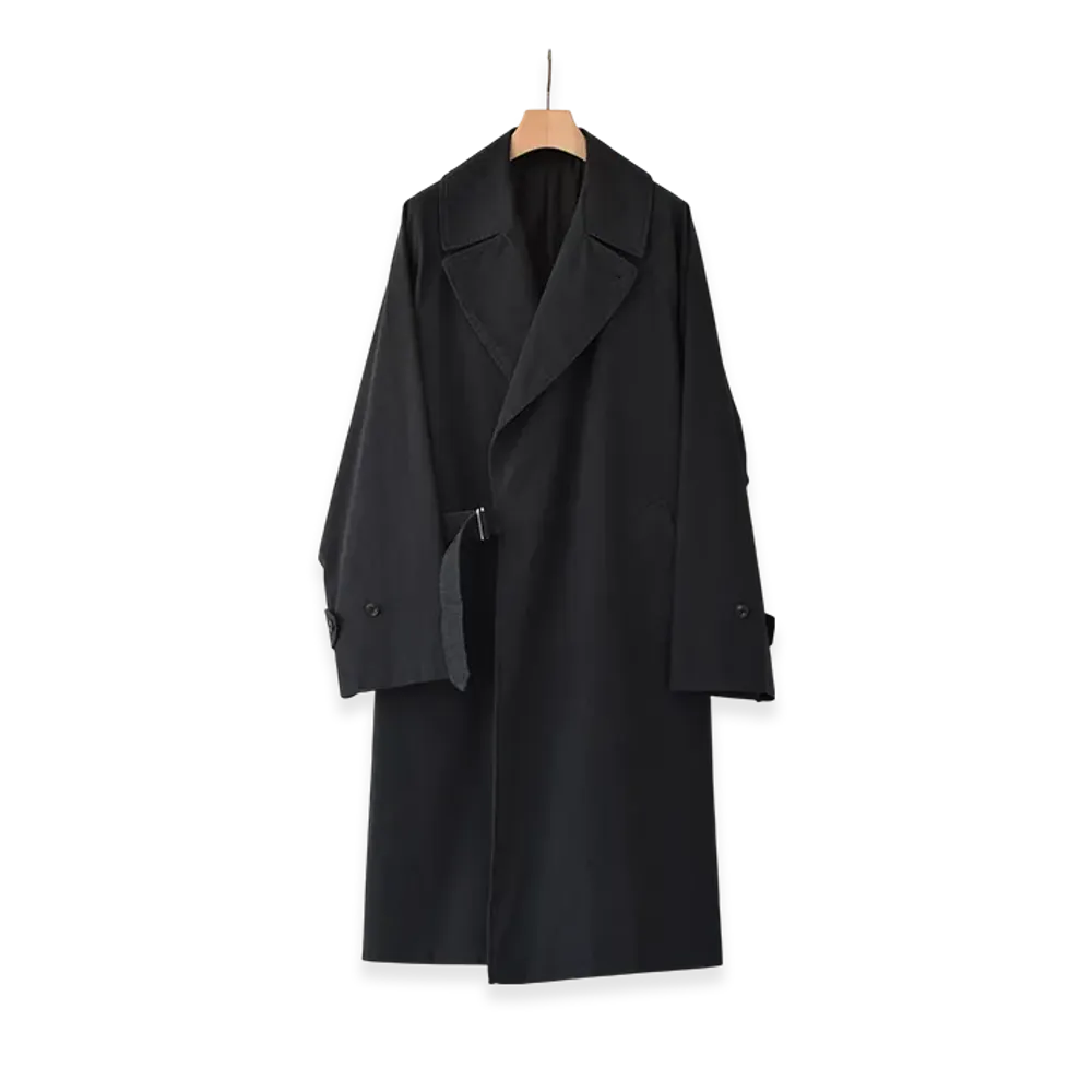 COMOLI Washed Tielocken Coat "Black"