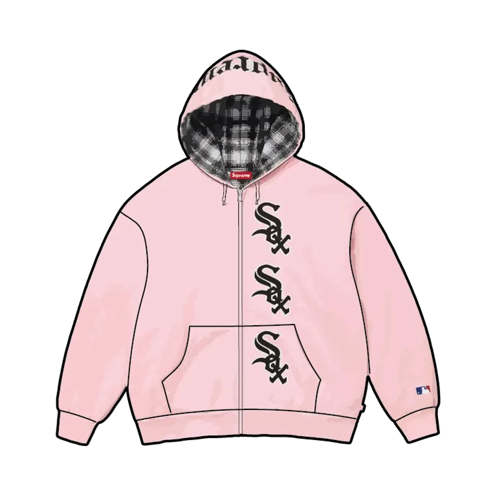 Supreme x Chicago White Sox Zip Up Hooded Sweatshirt "Light Pink"