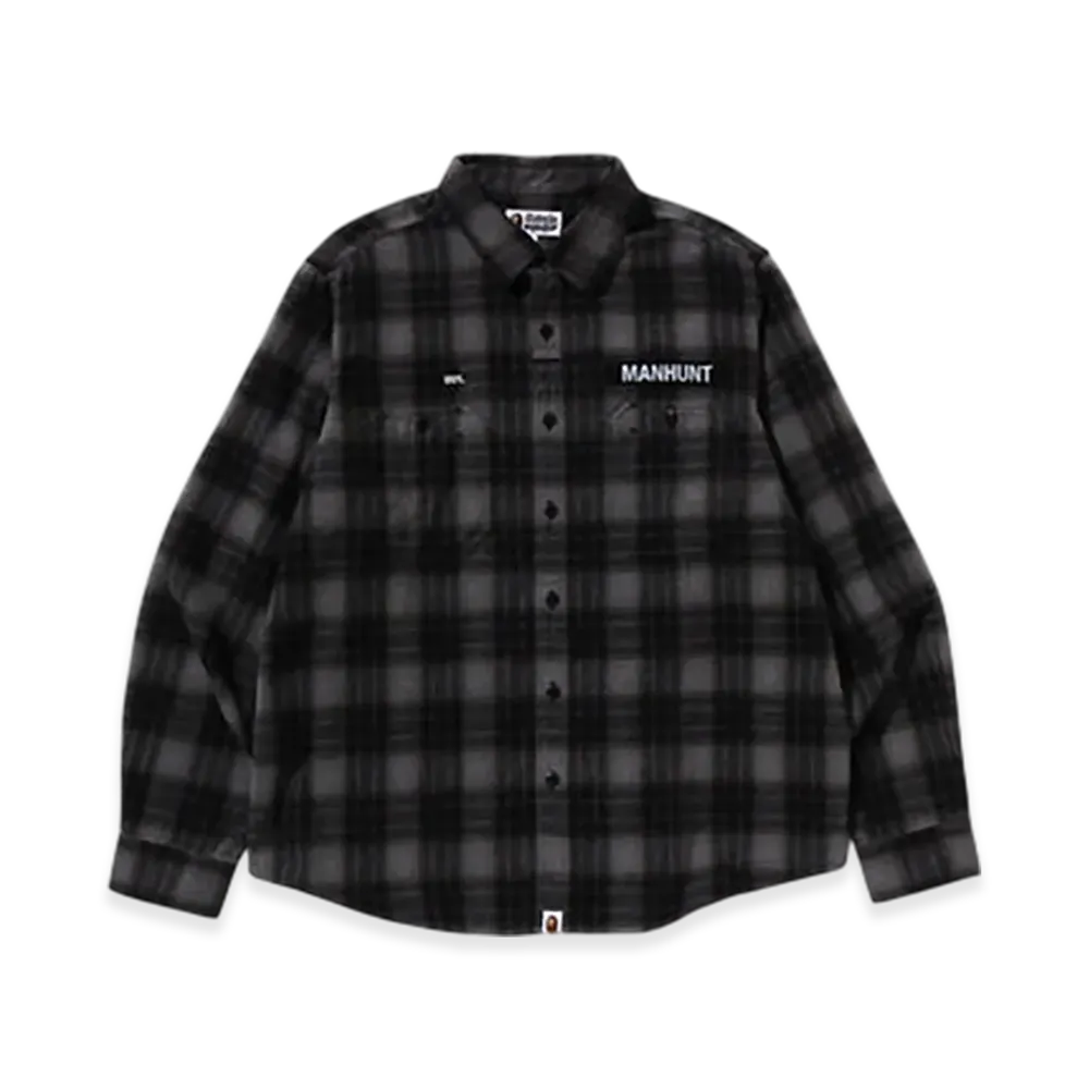 A BATHING APE Flannel Check Tactical Shirt "Black"