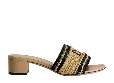 Dior Women's Dioriviera Dior Woven Heeled Slide Technical Fabric "Beige"