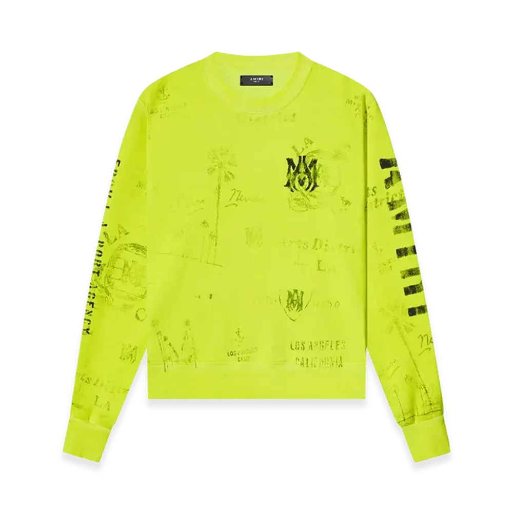 AMIRI Army Stencil Crew "Lime"