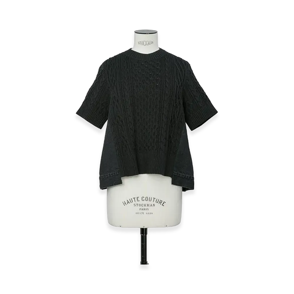 sacai Women's Denim x Cotton Knit Pullover "Black"