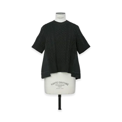 sacai Women's Denim x Cotton Knit Pullover "Black"