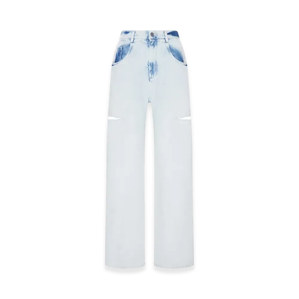 Maison Margiela Women's Wide-Leg Jeans With Distressed Details "Light Blue"
