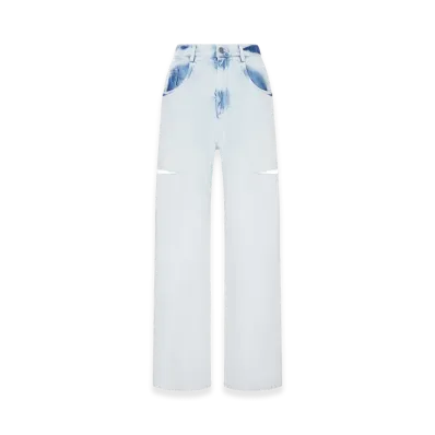 Maison Margiela Women's Wide-Leg Jeans With Distressed Details "Light Blue"