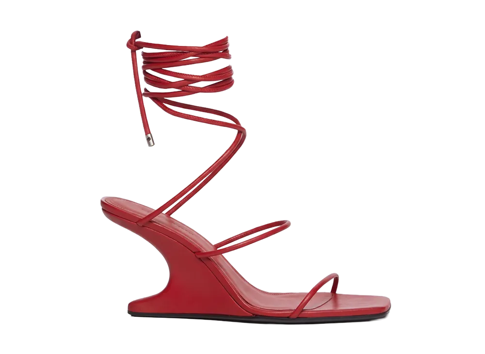 Rick Owens Women's SS26 Cantilever 8 Wrap Sandal Peached Lambskin "Red"