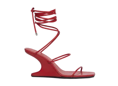 Rick Owens Women's SS26 Cantilever 8 Wrap Sandal Peached Lambskin "Red"