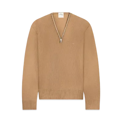 Courreges Zipped Wool Sweater "Toffee"