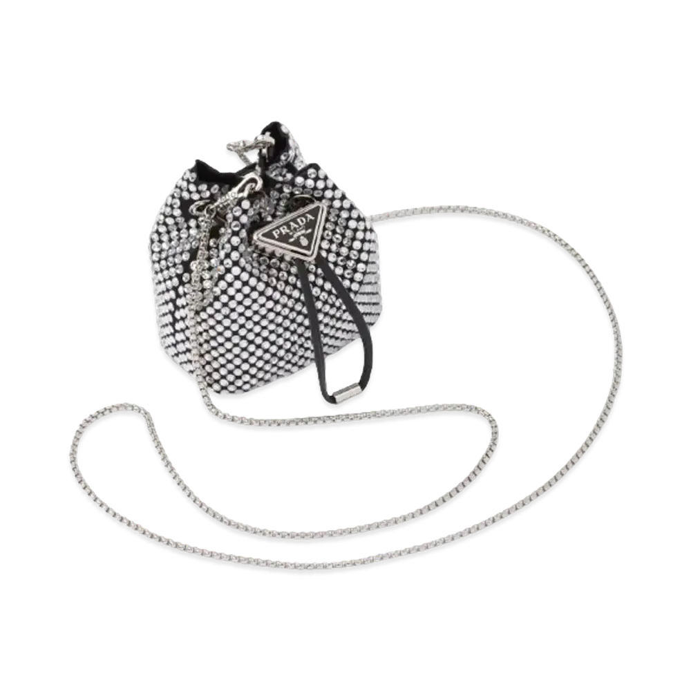 PRADA Embellished Satin Mini Pouch "Crystal"