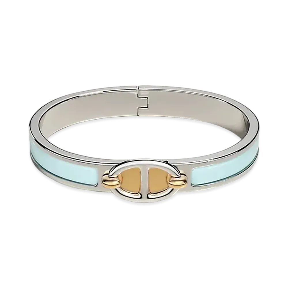 Hermes Mini Clic Chaine D'ancre Bracelet "Bleu Polaire/Palladium"
