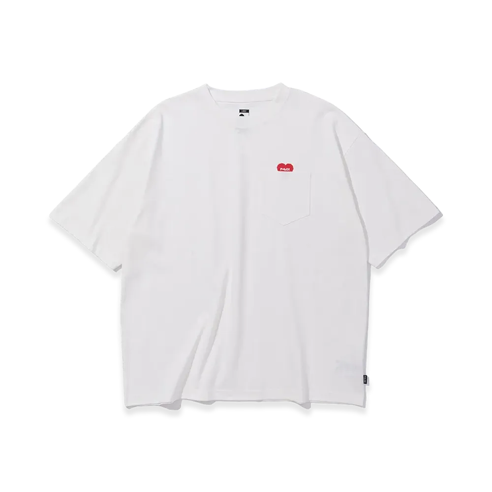 POLeR Furry Heart Relax Fit Pocket Tee "White"