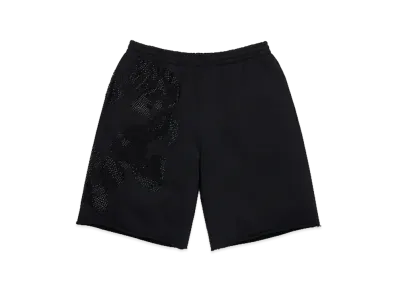 DENIM TEARS Biggie Rhinestone Cotton Wreath Sweatshort "Black"