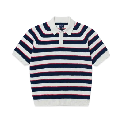 Noah Sweater Polo "White/Navy/Red"