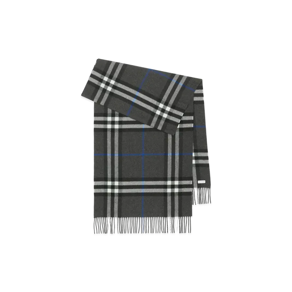 Burberry Wide Check Cashmere Scarf "Dark Charcoal"