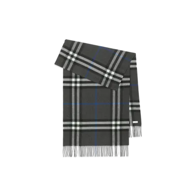 Burberry Wide Check Cashmere Scarf "Dark Charcoal"