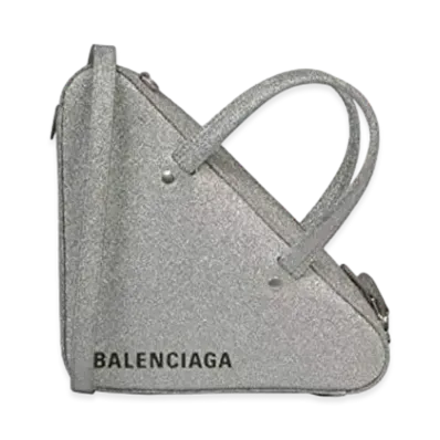 BALENCIAGA Aluminum Extra Small Glossy Triangle Travel Bag "Grey"