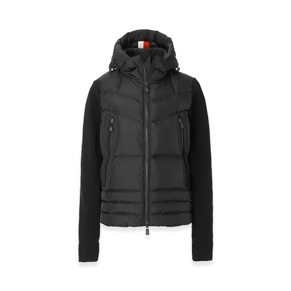 MONCLER Grenoble Down-Panel Zip-Up Hoodie "Black"
