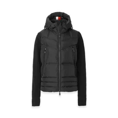 MONCLER Grenoble Down-Panel Zip-Up Hoodie "Black"