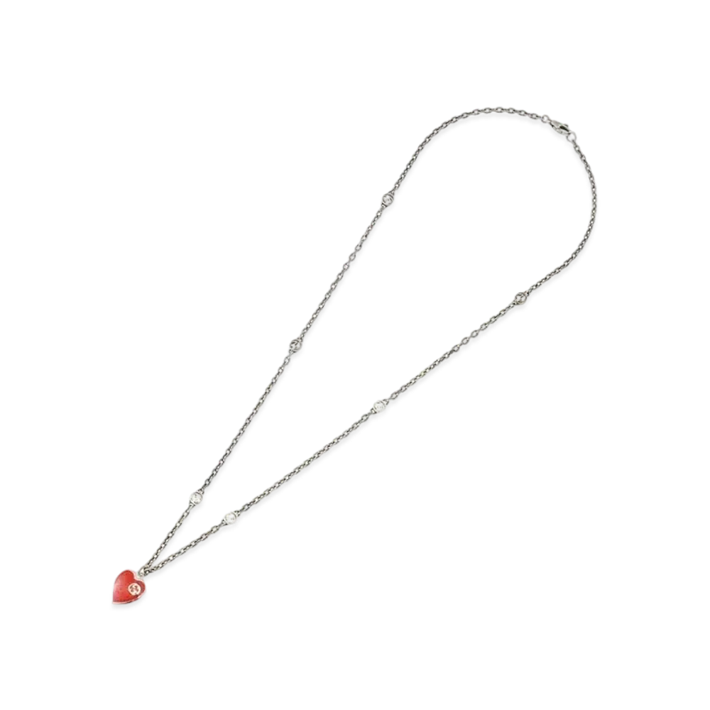 GUCCI Necklace With Interlocking G Enamel Heart