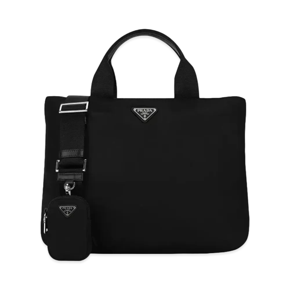 PRADA Re Nylon Triangle Logo Tote Bag "Black"