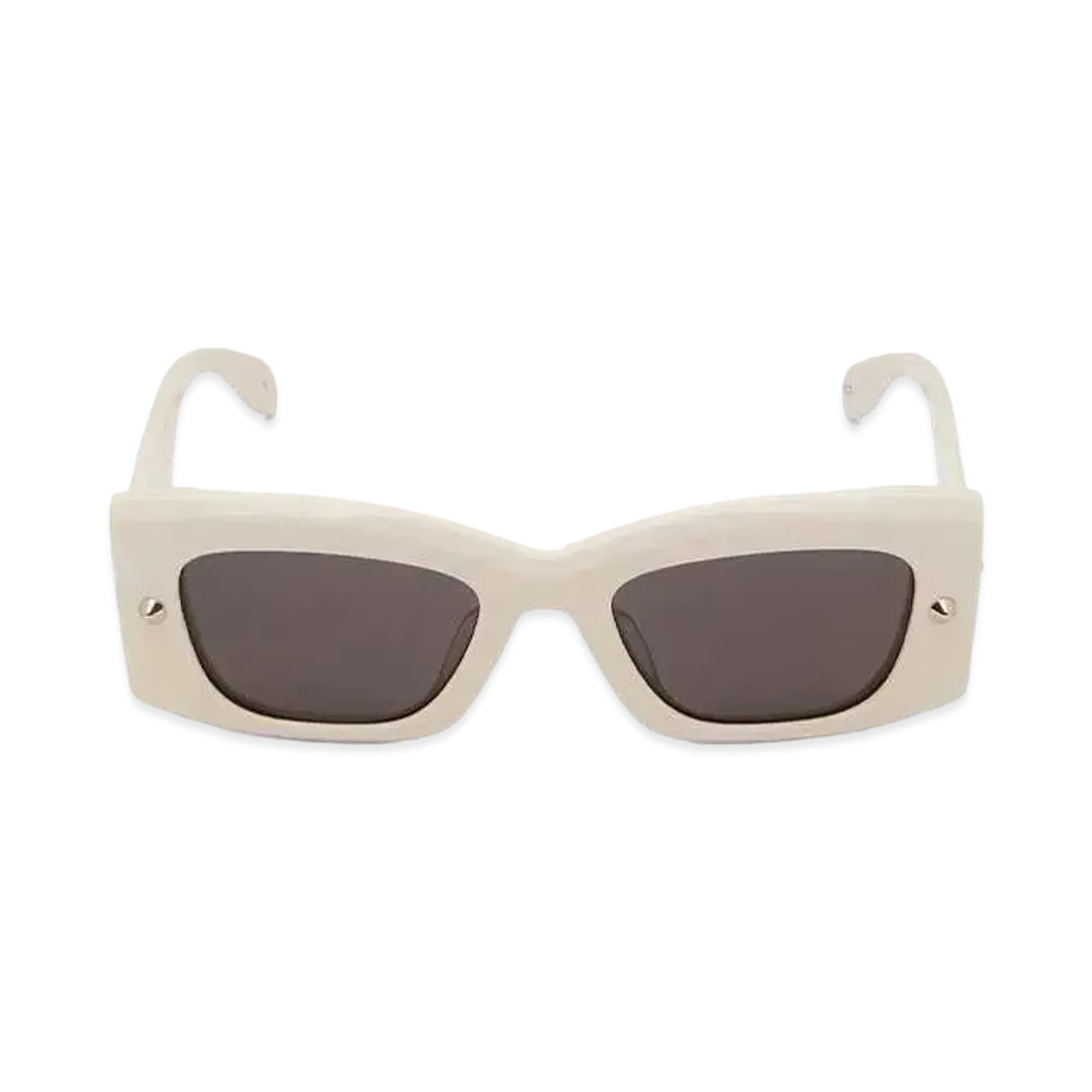 Alexander McQUEEN Spike Stud Rectangular Sunglasses "Ivory"