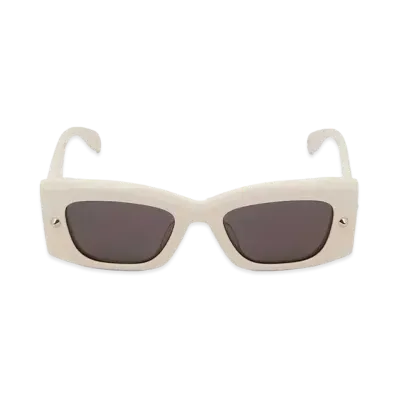 Alexander McQUEEN Spike Stud Rectangular Sunglasses "Ivory"