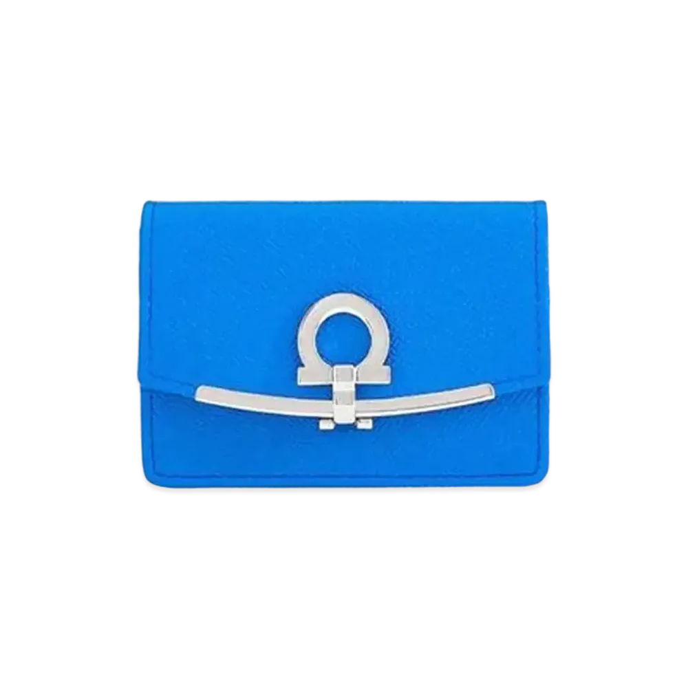 Salvatore Ferragamo Gancini Business Card Holder "Blue"