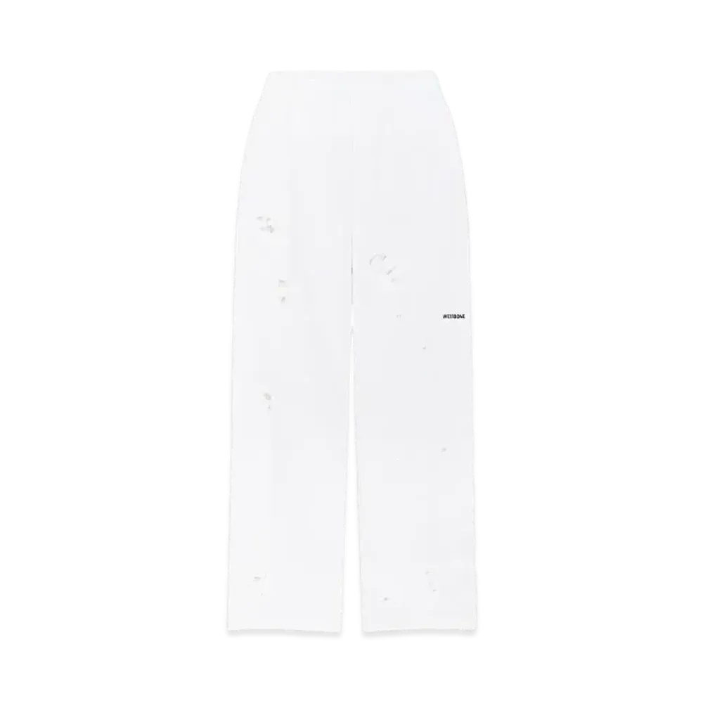 WE11DONE Distressed Jersey Sweatpants "White"