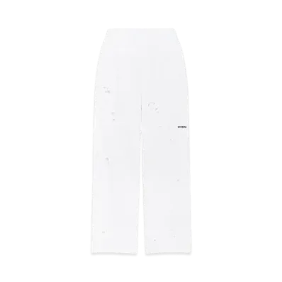 WE11DONE Distressed Jersey Sweatpants "White"