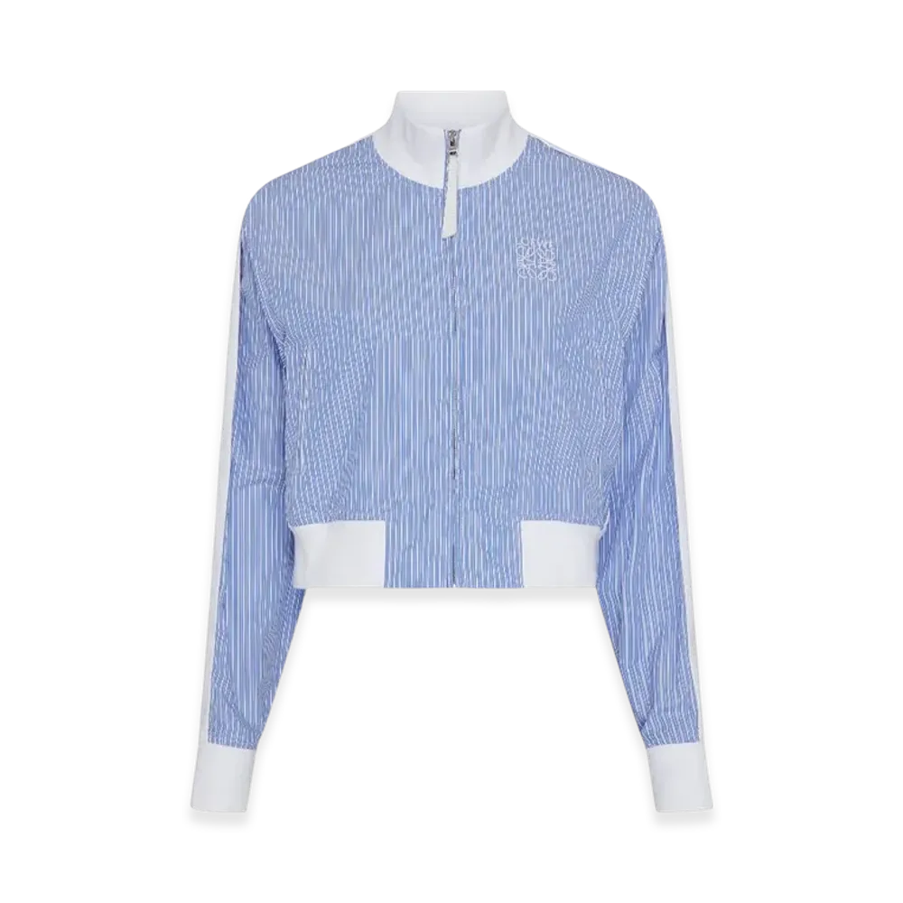 LOEWE Women's Tracksuit Jacket in Striped Cotton "Blue/White"