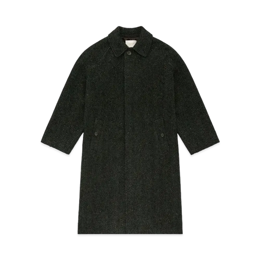 Aime Leon Dore Single-Breasted Wool Herringbone Topcoat "Navy"