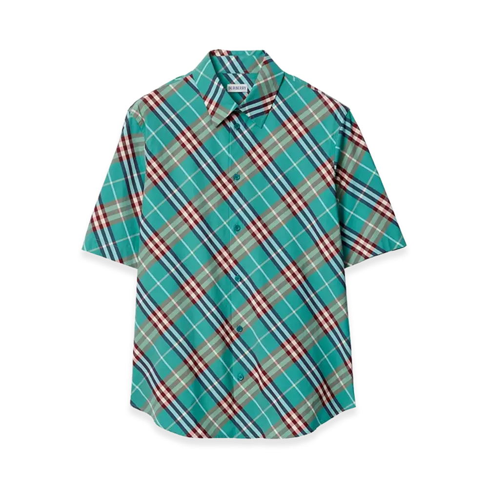 Burberry Short-Sleeved Cotton Shirt "Light Blue"